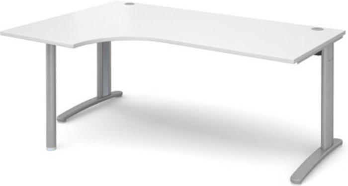 Office Monster | TR10 Office Desk | Left Hand Corner Desk 1800mm | White Top With Silver Frame | 1200mm Depth | TR10 TBEL18SWH TR10 Office Desk | Left Hand Corner Desk 1800mm | White Top With Silver Frame | 1200mm Depth | TR10 TBEL18SWH