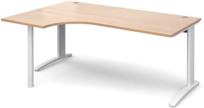 Office Monster | TR10 Office Desk | Left Hand Corner Desk 1800mm | Beech Top With White Frame | 1200mm Depth | TR10 TBEL18WB TR10 Office Desk | Left Hand Corner Desk 1800mm | Beech Top With White Frame | 1200mm Depth | TR10 TBEL18WB