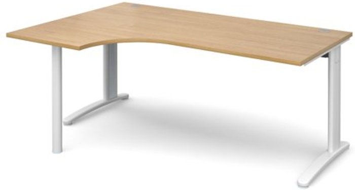 Office Monster | TR10 Office Desk | Left Hand Corner Desk 1800mm | Oak Top With White Frame | 1200mm Depth | TR10 TBEL18WO TR10 Office Desk | Left Hand Corner Desk 1800mm | Oak Top With White Frame | 1200mm Depth | TR10 TBEL18WO