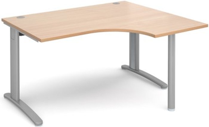 Office Monster | TR10 Office Desk | Right Hand Corner Desk 1400mm | Beech Top With Silver Frame | 1200mm Depth | TR10 TBER14SB TR10 Office Desk | Right Hand Corner Desk 1400mm | Beech Top With Silver Frame | 1200mm Depth | TR10 TBER14SB