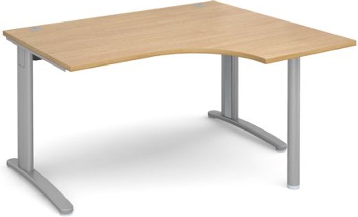 Office Monster | TR10 Office Desk | Right Hand Corner Desk 1400mm | Oak Top With Silver Frame | 1200mm Depth | TR10 TBER14SO TR10 Office Desk | Right Hand Corner Desk 1400mm | Oak Top With Silver Frame | 1200mm Depth | TR10 TBER14SO