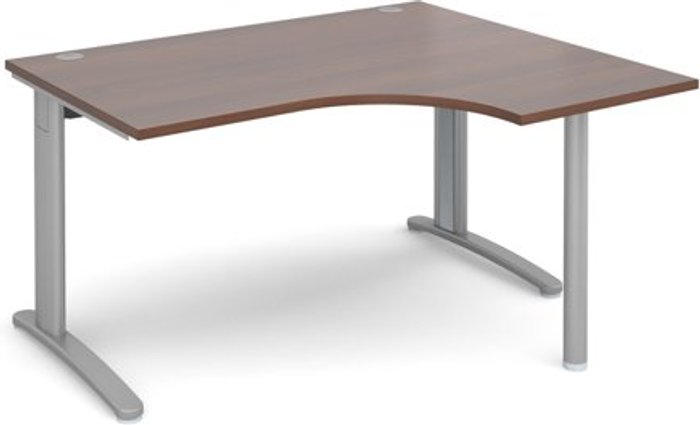 Office Monster | TR10 Office Desk | Right Hand Corner Desk 1400mm | Walnut Top With Silver Frame | 1200mm Depth | TR10 TBER14SW TR10 Office Desk | Right Hand Corner Desk 1400mm | Walnut Top With Silver Frame | 1200mm Depth | TR10 TBER14SW