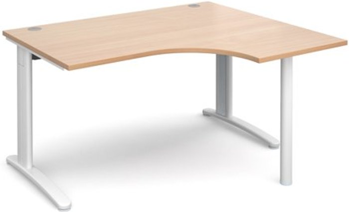 Office Monster | TR10 Office Desk | Right Hand Corner Desk 1400mm | Beech Top With White Frame | 1200mm Depth | TR10 TBER14WB TR10 Office Desk | Right Hand Corner Desk 1400mm | Beech Top With White Frame | 1200mm Depth | TR10 TBER14WB