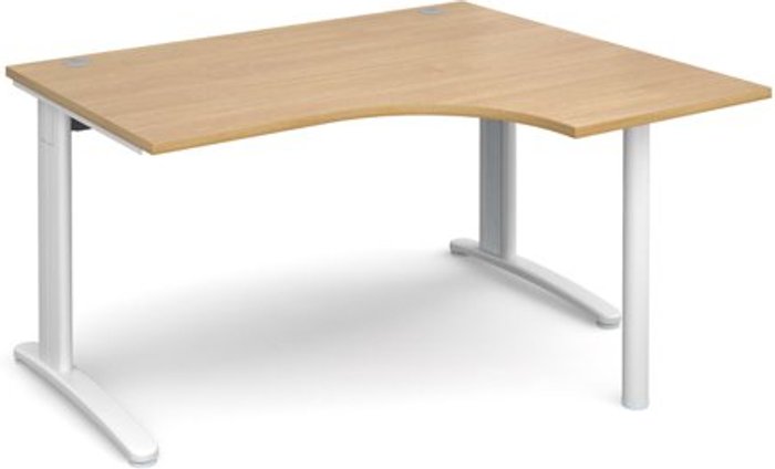 Office Monster | TR10 Office Desk | Right Hand Corner Desk 1400mm | Oak Top With White Frame | 1200mm Depth | TR10 TBER14WO TR10 Office Desk | Right Hand Corner Desk 1400mm | Oak Top With White Frame | 1200mm Depth | TR10 TBER14WO