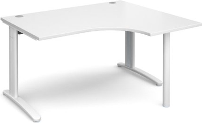 Office Monster | TR10 Office Desk | Right Hand Corner Desk 1400mm | White Top With White Frame | 1200mm Depth | TR10 TBER14WWH TR10 Office Desk | Right Hand Corner Desk 1400mm | White Top With White Frame | 1200mm Depth | TR10 TBER14WWH