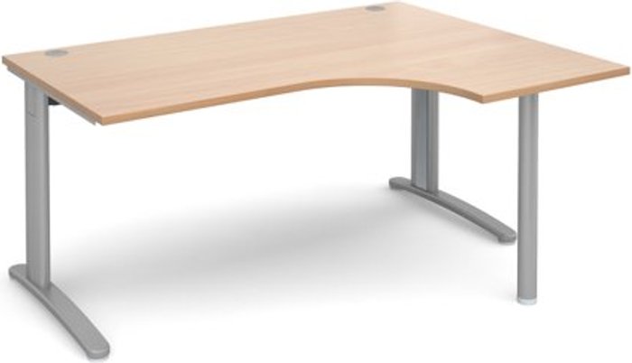 Office Monster | TR10 Office Desk | Right Hand Corner Desk 1600mm | Beech Top With Silver Frame | 1200mm Depth | TR10 TBER16SB TR10 Office Desk | Right Hand Corner Desk 1600mm | Beech Top With Silver Frame | 1200mm Depth | TR10 TBER16SB