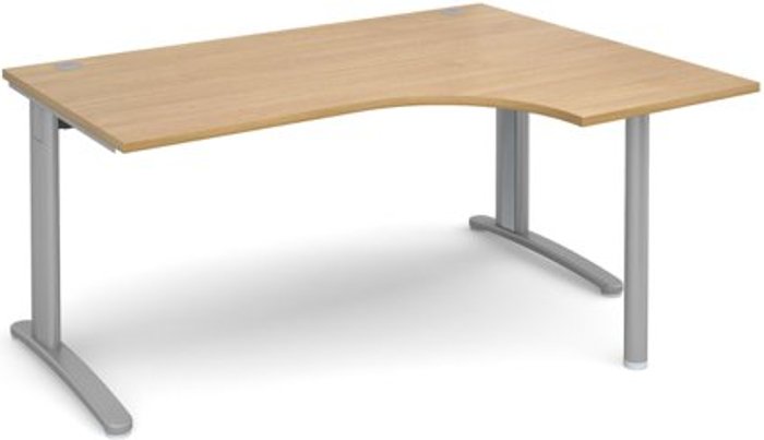 Office Monster | TR10 Office Desk | Right Hand Corner Desk 1600mm | Oak Top With Silver Frame | 1200mm Depth | TR10 TBER16SO TR10 Office Desk | Right Hand Corner Desk 1600mm | Oak Top With Silver Frame | 1200mm Depth | TR10 TBER16SO
