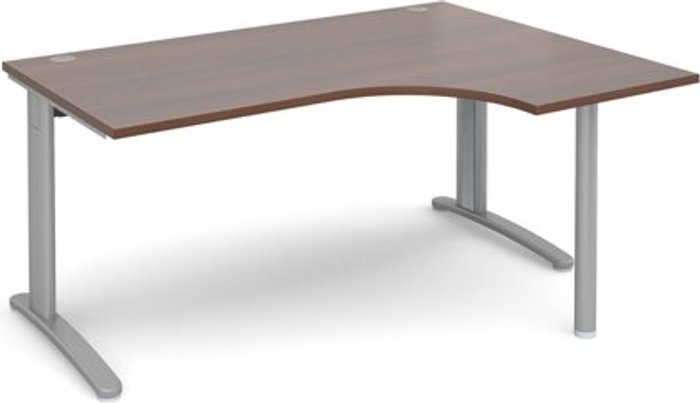 Office Monster | TR10 Office Desk | Right Hand Corner Desk 1600mm | Walnut Top With Silver Frame | 1200mm Depth | TR10 TBER16SW TR10 Office Desk | Right Hand Corner Desk 1600mm | Walnut Top With Silver Frame | 1200mm Depth | TR10 TBER16SW