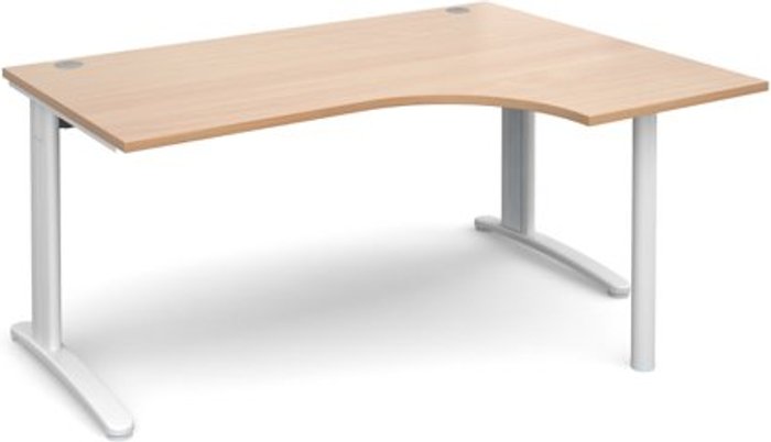 Office Monster | TR10 Office Desk | Right Hand Corner Desk 1600mm | Beech Top With White Frame | 1200mm Depth | TR10 TBER16WB TR10 Office Desk | Right Hand Corner Desk 1600mm | Beech Top With White Frame | 1200mm Depth | TR10 TBER16WB