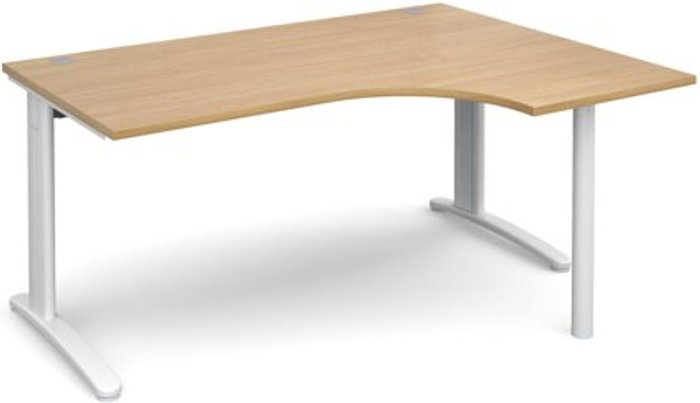 Office Monster | TR10 Office Desk | Right Hand Corner Desk 1600mm | Oak Top With White Frame | 1200mm Depth | TR10 TBER16WO TR10 Office Desk | Right Hand Corner Desk 1600mm | Oak Top With White Frame | 1200mm Depth | TR10 TBER16WO
