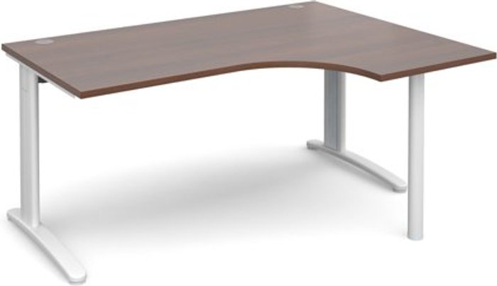 Office Monster | TR10 Office Desk | Right Hand Corner Desk 1600mm | Walnut Top With White Frame | 1200mm Depth | TR10 TBER16WW TR10 Office Desk | Right Hand Corner Desk 1600mm | Walnut Top With White Frame | 1200mm Depth | TR10 TBER16WW