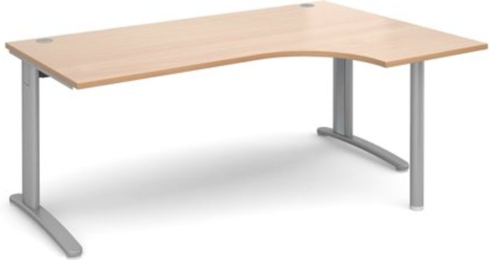 Office Monster | TR10 Office Desk | Right Hand Corner Desk 1800mm | Beech Top With Silver Frame | 1200mm Depth | TR10 TBER18SB TR10 Office Desk | Right Hand Corner Desk 1800mm | Beech Top With Silver Frame | 1200mm Depth | TR10 TBER18SB