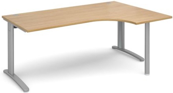 Office Monster | TR10 Office Desk | Right Hand Corner Desk 1800mm | Oak Top With Silver Frame | 1200mm Depth | TR10 TBER18SO TR10 Office Desk | Right Hand Corner Desk 1800mm | Oak Top With Silver Frame | 1200mm Depth | TR10 TBER18SO