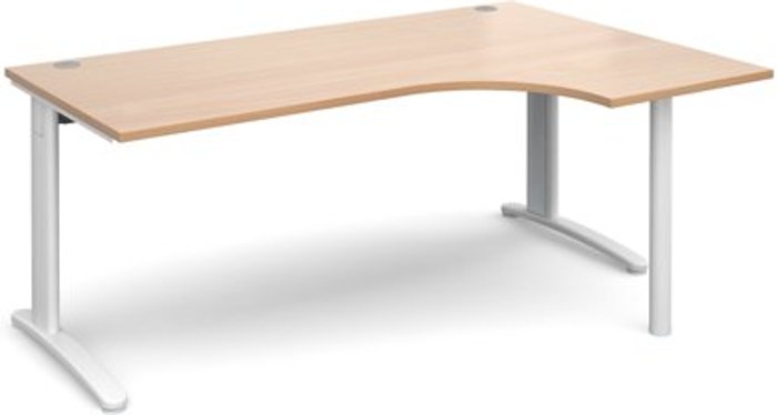 Office Monster | TR10 Office Desk | Right Hand Corner Desk 1800mm | Beech Top With White Frame | 1200mm Depth | TR10 TBER18WB TR10 Office Desk | Right Hand Corner Desk 1800mm | Beech Top With White Frame | 1200mm Depth | TR10 TBER18WB