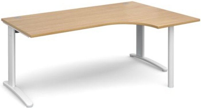 Office Monster | TR10 Office Desk | Right Hand Corner Desk 1800mm | Oak Top With White Frame | 1200mm Depth | TR10 TBER18WO TR10 Office Desk | Right Hand Corner Desk 1800mm | Oak Top With White Frame | 1200mm Depth | TR10 TBER18WO