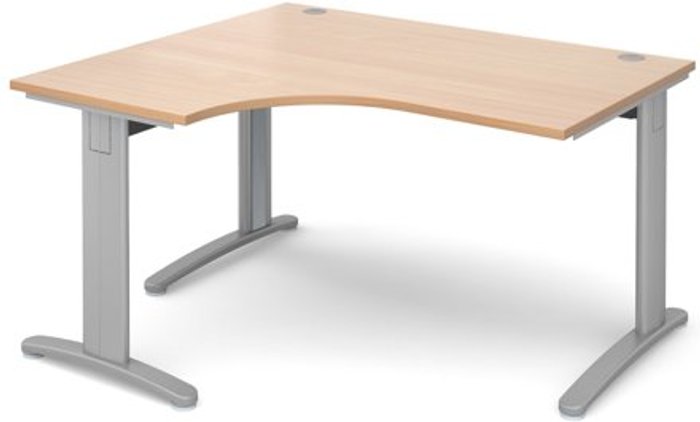 Office Monster | TR10 Office Desk | Left Hand Corner Desk 1400mm | Beech Top With Silver Frame | 1200mm Depth | TR10 TDEL14SB TR10 Office Desk | Left Hand Corner Desk 1400mm | Beech Top With Silver Frame | 1200mm Depth | TR10 TDEL14SB