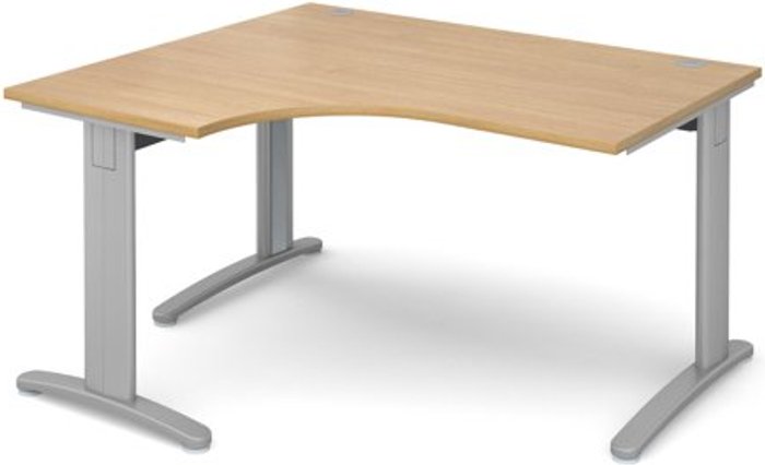 Office Monster | TR10 Office Desk | Left Hand Corner Desk 1400mm | Oak Top With Silver Frame | 1200mm Depth | TR10 TDEL14SO TR10 Office Desk | Left Hand Corner Desk 1400mm | Oak Top With Silver Frame | 1200mm Depth | TR10 TDEL14SO
