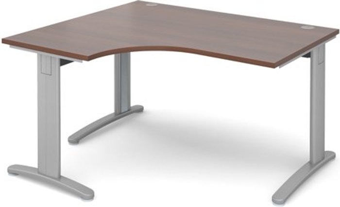 Office Monster | TR10 Office Desk | Left Hand Corner Desk 1400mm | Walnut Top With Silver Frame | 1200mm Depth | TR10 TDEL14SW TR10 Office Desk | Left Hand Corner Desk 1400mm | Walnut Top With Silver Frame | 1200mm Depth | TR10 TDEL14SW