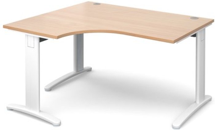 Office Monster | TR10 Office Desk | Left Hand Corner Desk 1400mm | Beech Top With White Frame | 1200mm Depth | TR10 TDEL14WB TR10 Office Desk | Left Hand Corner Desk 1400mm | Beech Top With White Frame | 1200mm Depth | TR10 TDEL14WB