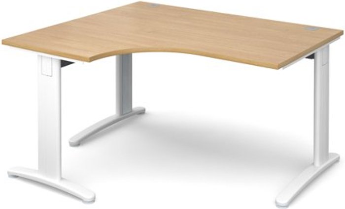 Office Monster | TR10 Office Desk | Left Hand Corner Desk 1400mm | Oak Top With White Frame | 1200mm Depth | TR10 TDEL14WO TR10 Office Desk | Left Hand Corner Desk 1400mm | Oak Top With White Frame | 1200mm Depth | TR10 TDEL14WO
