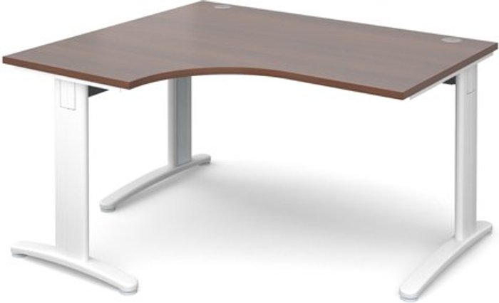 Office Monster | TR10 Office Desk | Left Hand Corner Desk 1400mm | Walnut Top With White Frame | 1200mm Depth | TR10 TDEL14WW TR10 Office Desk | Left Hand Corner Desk 1400mm | Walnut Top With White Frame | 1200mm Depth | TR10 TDEL14WW
