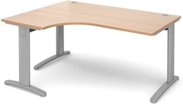Office Monster | TR10 Office Desk | Left Hand Corner Desk 1600mm | Beech Top With Silver Frame | 1200mm Depth | TR10 TDEL16SB TR10 Office Desk | Left Hand Corner Desk 1600mm | Beech Top With Silver Frame | 1200mm Depth | TR10 TDEL16SB