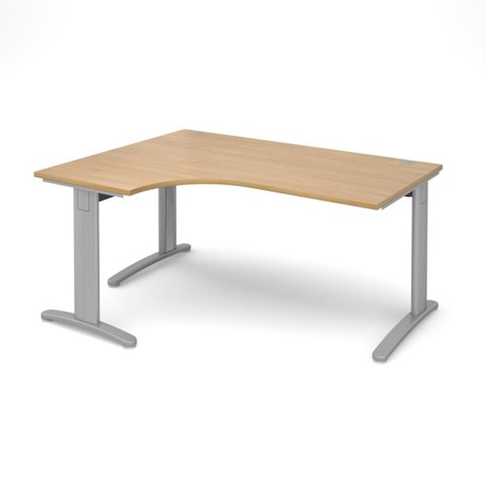 Office Monster | TR10 Office Desk | Left Hand Corner Desk 1600mm | Oak Top With Silver Frame | 1200mm Depth | TR10 TDEL16SO TR10 Office Desk | Left Hand Corner Desk 1600mm | Oak Top With Silver Frame | 1200mm Depth | TR10 TDEL16SO