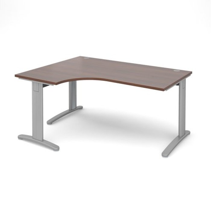 Office Monster | TR10 Office Desk | Left Hand Corner Desk 1600mm | Walnut Top With Silver Frame | 1200mm Depth | TR10 TDEL16SW TR10 Office Desk | Left Hand Corner Desk 1600mm | Walnut Top With Silver Frame | 1200mm Depth | TR10 TDEL16SW