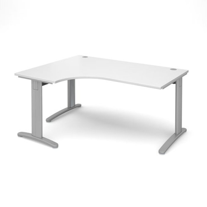 Office Monster | TR10 Office Desk | Left Hand Corner Desk 1600mm | White Top With Silver Frame | 1200mm Depth | TR10 TDEL16SWH TR10 Office Desk | Left Hand Corner Desk 1600mm | White Top With Silver Frame | 1200mm Depth | TR10 TDEL16SWH