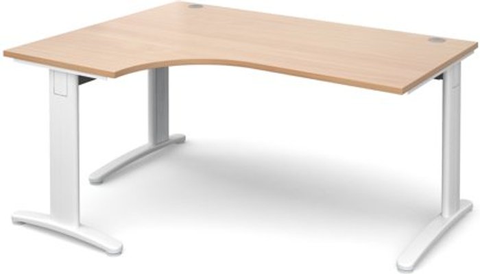 Office Monster | TR10 Office Desk | Left Hand Corner Desk 1600mm | Beech Top With White Frame | 1200mm Depth | TR10 TDEL16WB TR10 Office Desk | Left Hand Corner Desk 1600mm | Beech Top With White Frame | 1200mm Depth | TR10 TDEL16WB