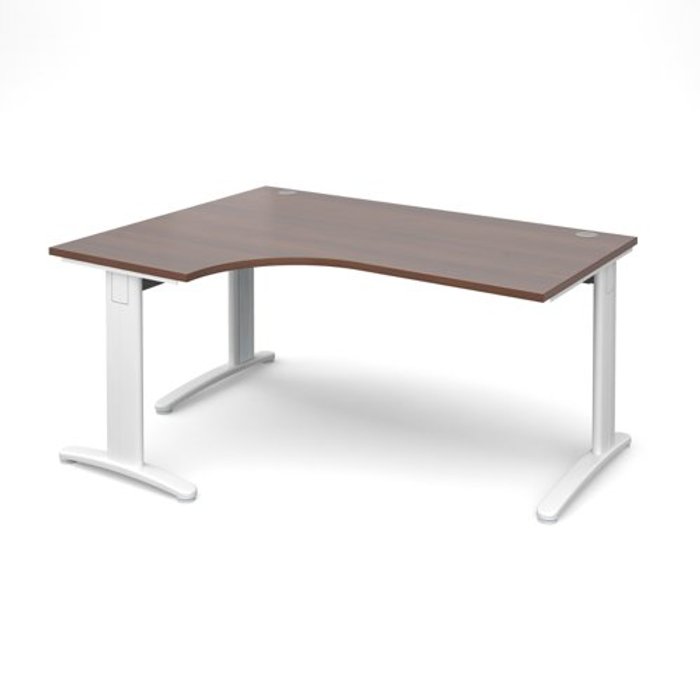 Office Monster | TR10 Office Desk | Left Hand Corner Desk 1600mm | Walnut Top With White Frame | 1200mm Depth | TR10 TDEL16WW TR10 Office Desk | Left Hand Corner Desk 1600mm | Walnut Top With White Frame | 1200mm Depth | TR10 TDEL16WW