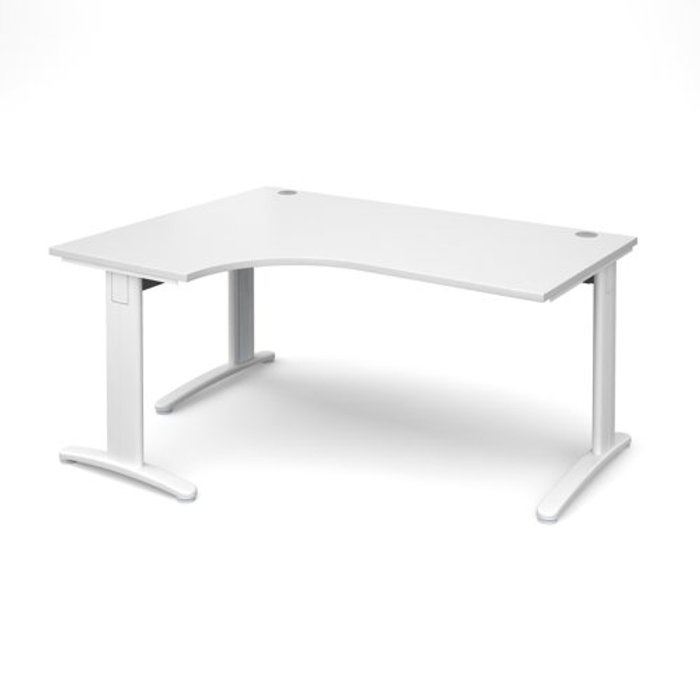 Office Monster | TR10 Office Desk | Left Hand Corner Desk 1600mm | White Top With White Frame | 1200mm Depth | TR10 TDEL16WWH TR10 Office Desk | Left Hand Corner Desk 1600mm | White Top With White Frame | 1200mm Depth | TR10 TDEL16WWH