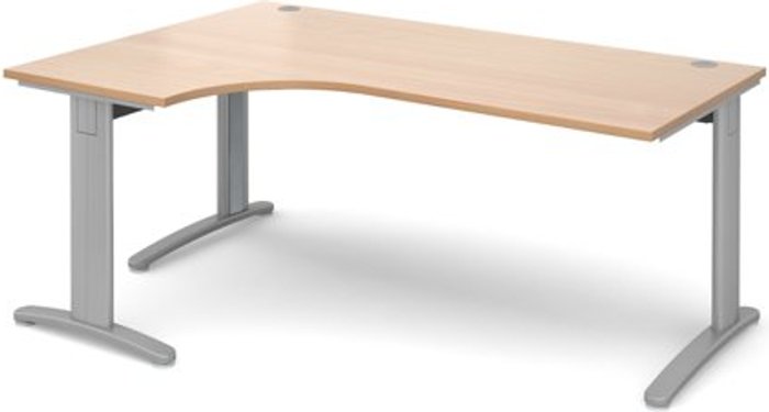 Office Monster | TR10 Office Desk | Left Hand Corner Desk 1800mm | Beech Top With Silver Frame | 1200mm Depth | TR10 TDEL18SB TR10 Office Desk | Left Hand Corner Desk 1800mm | Beech Top With Silver Frame | 1200mm Depth | TR10 TDEL18SB
