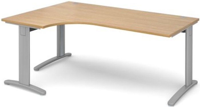 Office Monster | TR10 Office Desk | Left Hand Corner Desk 1800mm | Oak Top With Silver Frame | 1200mm Depth | TR10 TDEL18SO TR10 Office Desk | Left Hand Corner Desk 1800mm | Oak Top With Silver Frame | 1200mm Depth | TR10 TDEL18SO