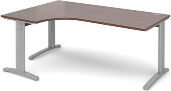 Office Monster | TR10 Office Desk | Left Hand Corner Desk 1800mm | Walnut Top With Silver Frame | 1200mm Depth | TR10 TDEL18SW TR10 Office Desk | Left Hand Corner Desk 1800mm | Walnut Top With Silver Frame | 1200mm Depth | TR10 TDEL18SW
