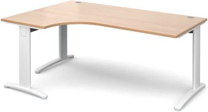 Office Monster | TR10 Office Desk | Left Hand Corner Desk 1800mm | Beech Top With White Frame | 1200mm Depth | TR10 TDEL18WB TR10 Office Desk | Left Hand Corner Desk 1800mm | Beech Top With White Frame | 1200mm Depth | TR10 TDEL18WB