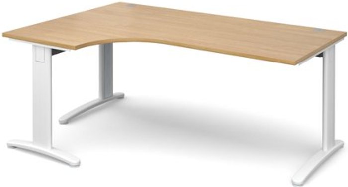 Office Monster | TR10 Office Desk | Left Hand Corner Desk 1800mm | Oak Top With White Frame | 1200mm Depth | TR10 TDEL18WO TR10 Office Desk | Left Hand Corner Desk 1800mm | Oak Top With White Frame | 1200mm Depth | TR10 TDEL18WO
