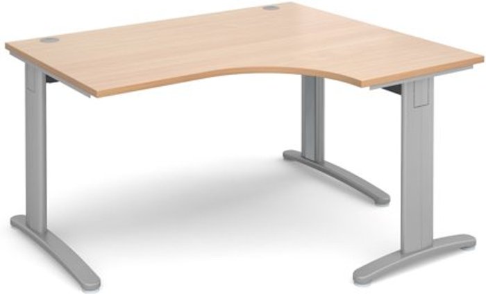 Office Monster | TR10 Office Desk | Right Hand Corner Desk 1400mm | Beech Top With Silver Frame | 1200mm Depth | TR10 TDER14SB TR10 Office Desk | Right Hand Corner Desk 1400mm | Beech Top With Silver Frame | 1200mm Depth | TR10 TDER14SB
