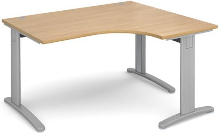 Office Monster | TR10 Office Desk | Right Hand Corner Desk 1400mm | Oak Top With Silver Frame | 1200mm Depth | TR10 TDER14SO TR10 Office Desk | Right Hand Corner Desk 1400mm | Oak Top With Silver Frame | 1200mm Depth | TR10 TDER14SO
