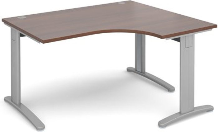 Office Monster | TR10 Office Desk | Right Hand Corner Desk 1400mm | Walnut Top With Silver Frame | 1200mm Depth | TR10 TDER14SW TR10 Office Desk | Right Hand Corner Desk 1400mm | Walnut Top With Silver Frame | 1200mm Depth | TR10 TDER14SW