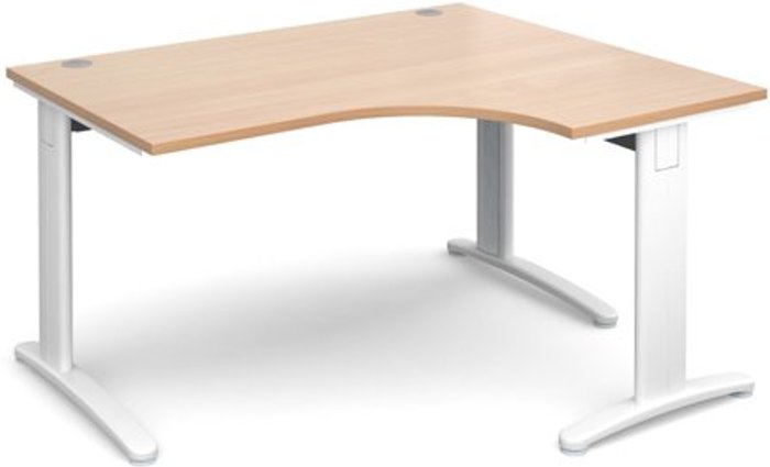 Office Monster | TR10 Office Desk | Right Hand Corner Desk 1400mm | Beech Top With White Frame | 1200mm Depth | TR10 TDER14WB TR10 Office Desk | Right Hand Corner Desk 1400mm | Beech Top With White Frame | 1200mm Depth | TR10 TDER14WB