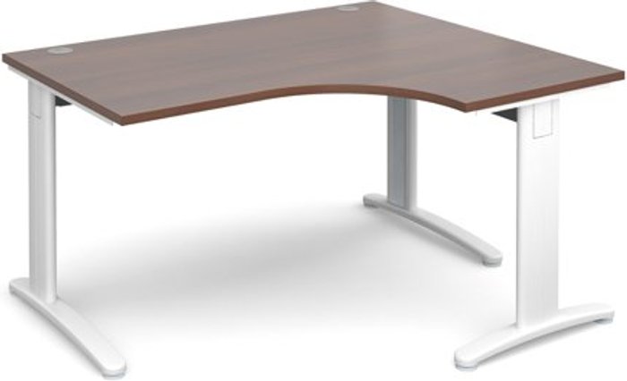 Office Monster | TR10 Office Desk | Right Hand Corner Desk 1400mm | Walnut Top With White Frame | 1200mm Depth | TR10 TDER14WW TR10 Office Desk | Right Hand Corner Desk 1400mm | Walnut Top With White Frame | 1200mm Depth | TR10 TDER14WW