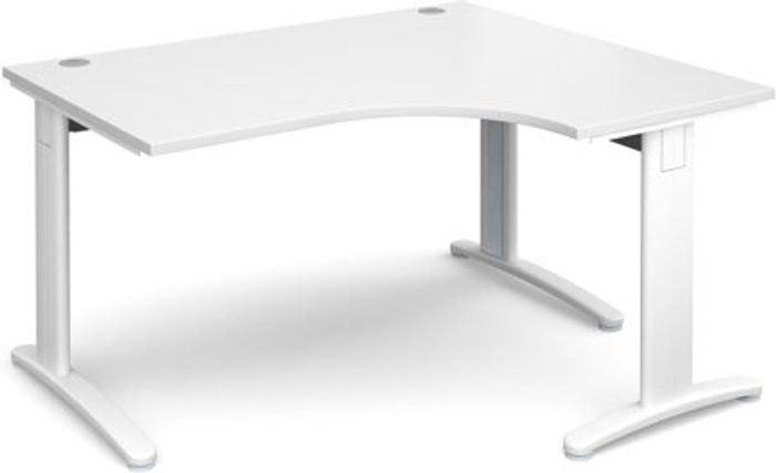Office Monster | TR10 Office Desk | Right Hand Corner Desk 1400mm | White Top With White Frame | 1200mm Depth | TR10 TDER14WWH TR10 Office Desk | Right Hand Corner Desk 1400mm | White Top With White Frame | 1200mm Depth | TR10 TDER14WWH