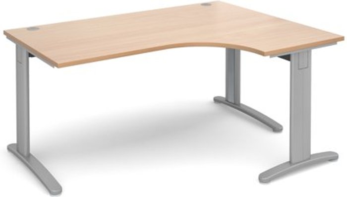 Office Monster | TR10 Office Desk | Right Hand Corner Desk 1600mm | Beech Top With Silver Frame | 1200mm Depth | TR10 TDER16SB TR10 Office Desk | Right Hand Corner Desk 1600mm | Beech Top With Silver Frame | 1200mm Depth | TR10 TDER16SB