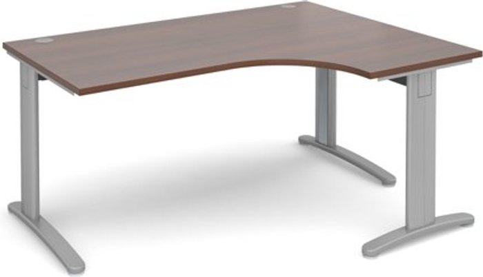 Office Monster | TR10 Office Desk | Right Hand Corner Desk 1600mm | Walnut Top With Silver Frame | 1200mm Depth | TR10 TDER16SW TR10 Office Desk | Right Hand Corner Desk 1600mm | Walnut Top With Silver Frame | 1200mm Depth | TR10 TDER16SW