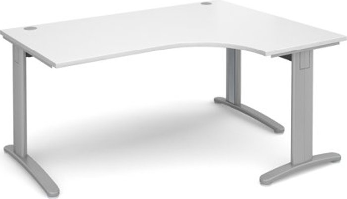 Office Monster | TR10 Office Desk | Right Hand Corner Desk 1600mm | White Top With Silver Frame | 1200mm Depth | TR10 TDER16SWH TR10 Office Desk | Right Hand Corner Desk 1600mm | White Top With Silver Frame | 1200mm Depth | TR10 TDER16SWH