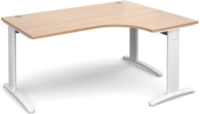Office Monster | TR10 Office Desk | Right Hand Corner Desk 1600mm | Beech Top With White Frame | 1200mm Depth | TR10 TDER16WB TR10 Office Desk | Right Hand Corner Desk 1600mm | Beech Top With White Frame | 1200mm Depth | TR10 TDER16WB