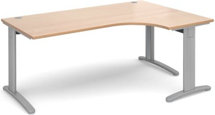Office Monster | TR10 Office Desk | Right Hand Corner Desk 1800mm | Beech Top With Silver Frame | 1200mm Depth | TR10 TDER18SB TR10 Office Desk | Right Hand Corner Desk 1800mm | Beech Top With Silver Frame | 1200mm Depth | TR10 TDER18SB