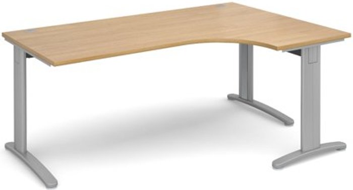 Office Monster | TR10 Office Desk | Right Hand Corner Desk 1800mm | Oak Top With Silver Frame | 1200mm Depth | TR10 TDER18SO TR10 Office Desk | Right Hand Corner Desk 1800mm | Oak Top With Silver Frame | 1200mm Depth | TR10 TDER18SO