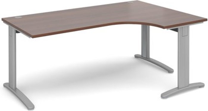 Office Monster | TR10 Office Desk | Right Hand Corner Desk 1800mm | Walnut Top With Silver Frame | 1200mm Depth | TR10 TDER18SW TR10 Office Desk | Right Hand Corner Desk 1800mm | Walnut Top With Silver Frame | 1200mm Depth | TR10 TDER18SW
